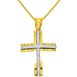 Χρυσός βαπτιστικός σταυρός Κ14 με αλυσίδα